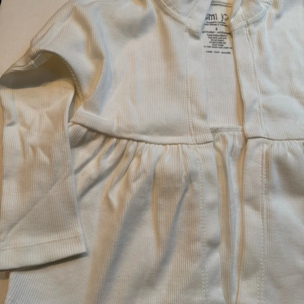 Omi Jo NWT by WDW Simple Cardigan Ribbed Off White Hooded Long Sleeve Girls 2T
